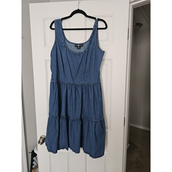 Ashley Stewart Denim Midi Dress Size 14/16 Blue Jean Casual Summer Sleeveless - Picture 1 of 6
